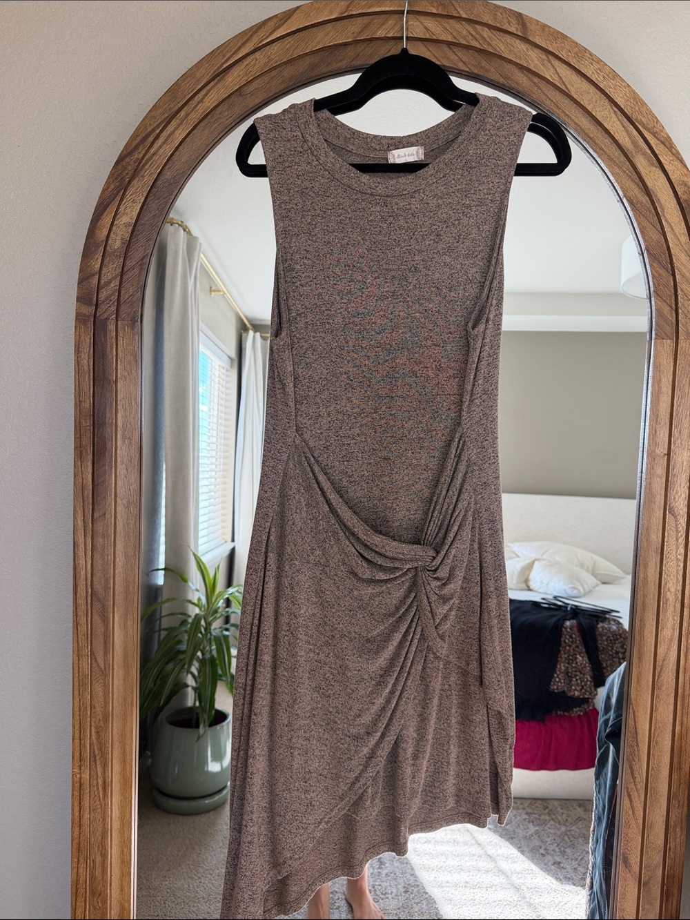 Altar'd State Brown Sleeveless Asymmetrical Knot Dress